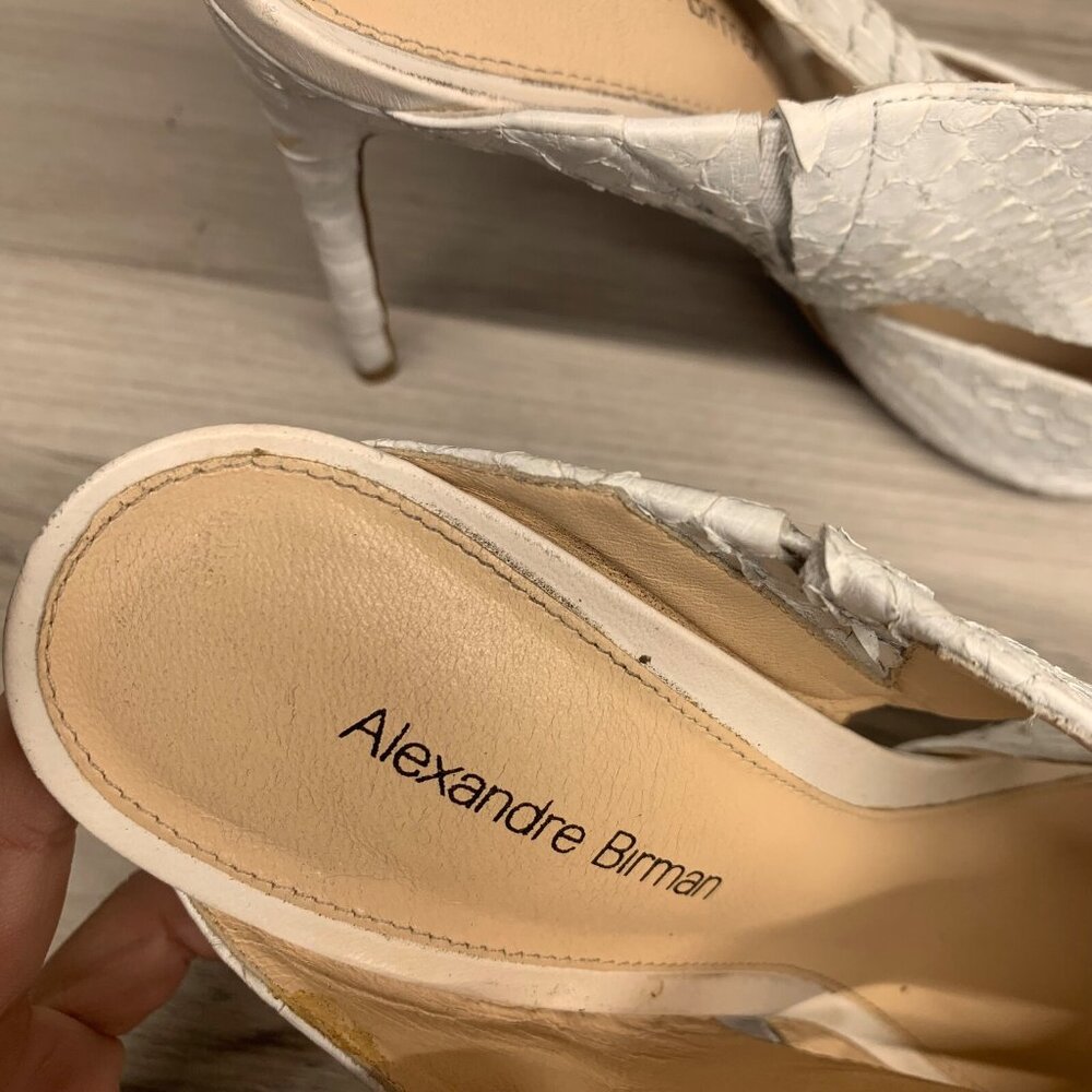 Alexandre Birman White Python Leather Slide Slip … - image 12